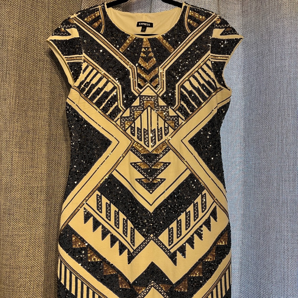 Express - size large - sequin sparkle detailed - short party dress
